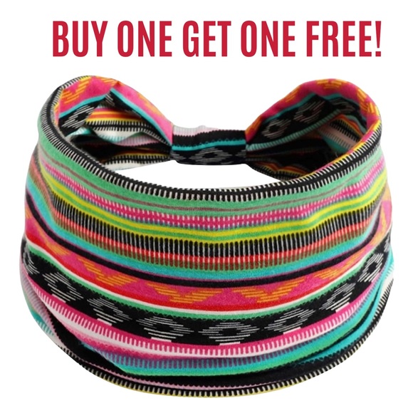 Accessories - NWOT Buy One Get One Free Headband Soft Wide Stretchy Boho Headband Colorful New